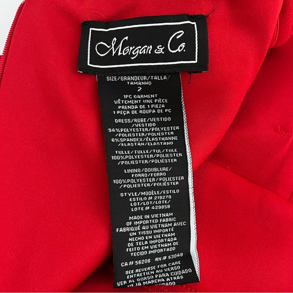 Morgan & Co Off The Shoulder Formal Gown Prom Pageant Dress Red Size 2 - Picture 12 of 16